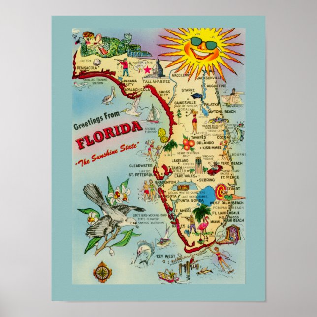 Affiche de Floride 12x16 (Devant)
