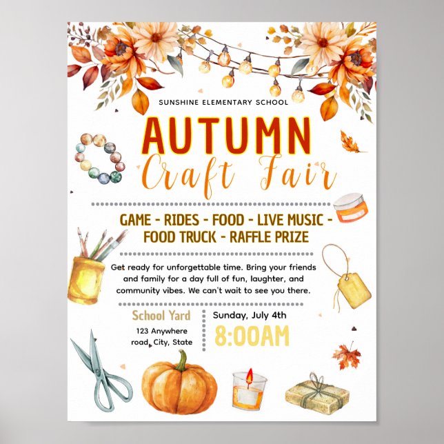 Affiche de foire artisanale d'automne modifiable (Devant)