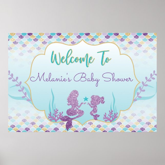 Affiche de fond de bienvenue pour Baby Shower Sirè (Devant)