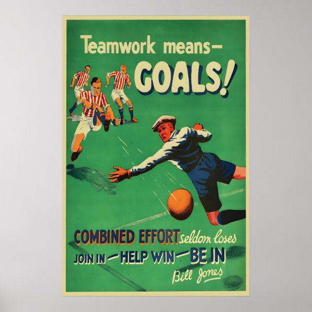 Affiche de football vintage Motivation d'équipe Ar (Devant)