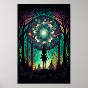 Affiche de forêt mandala psychédélique   Tripant 1