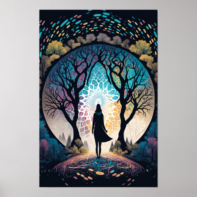 Affiche de forêt mandala psychédélique | Trippy 3 (Devant)
