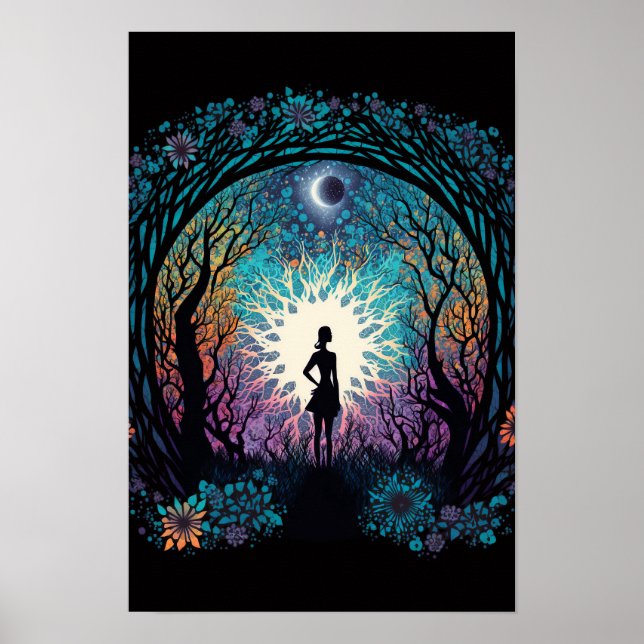 Affiche de forêt mandala psychédélique | Trippy 4 (Devant)