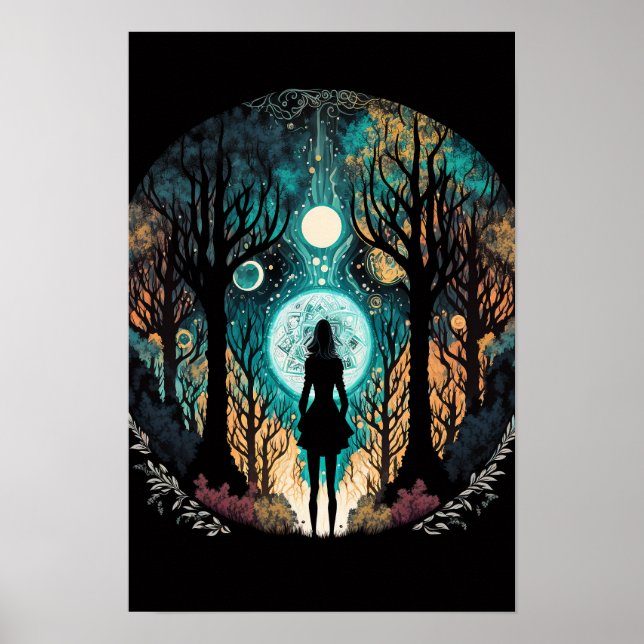 Affiche de forêt mandala psychédélique | Trippy 5 (Devant)