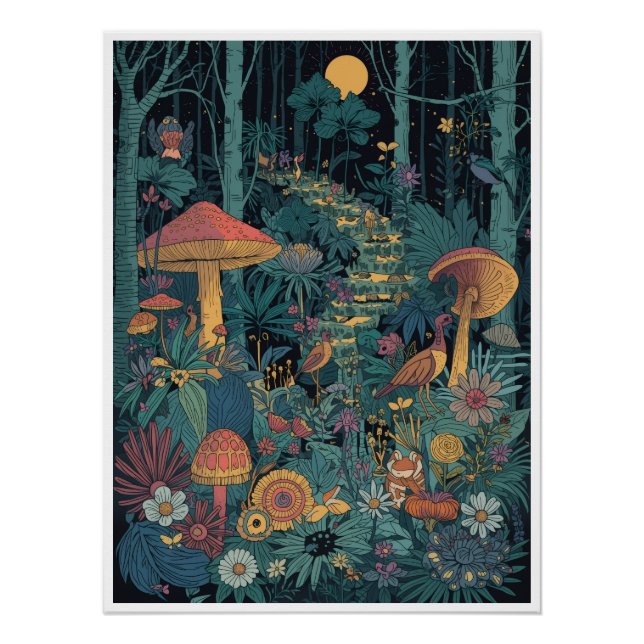 Affiche de forêt psychédélique (Devant)