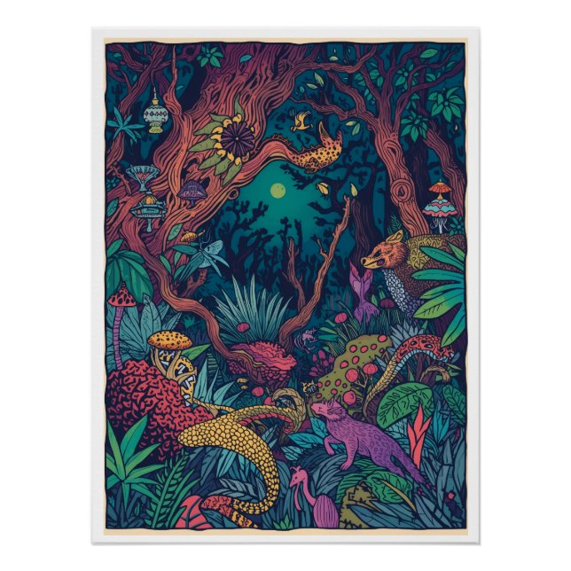 Affiche de forêt psychédélique (Devant)