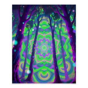 Affiche de forêt psychédélique