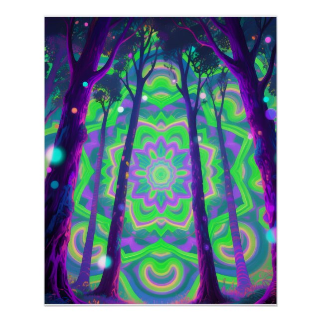 Affiche de forêt psychédélique (Devant)