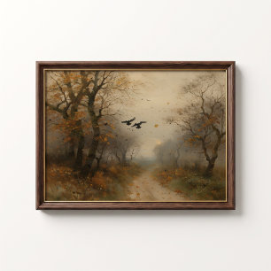 Affiche de forêt vintage Chemin d'automne des corb