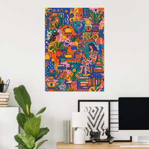 Affiche de formes abstraites en terracotta   Déco 