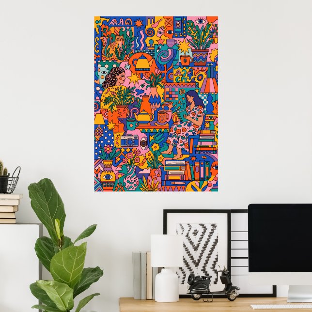 Affiche de formes abstraites en terracotta | Déco  (Bureau à domicile)