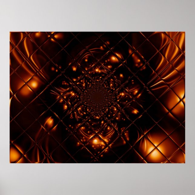 Affiche de fractale de verre de feu abstrait (Devant)