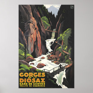 Affiche de France Art français Les Houches Gorges 