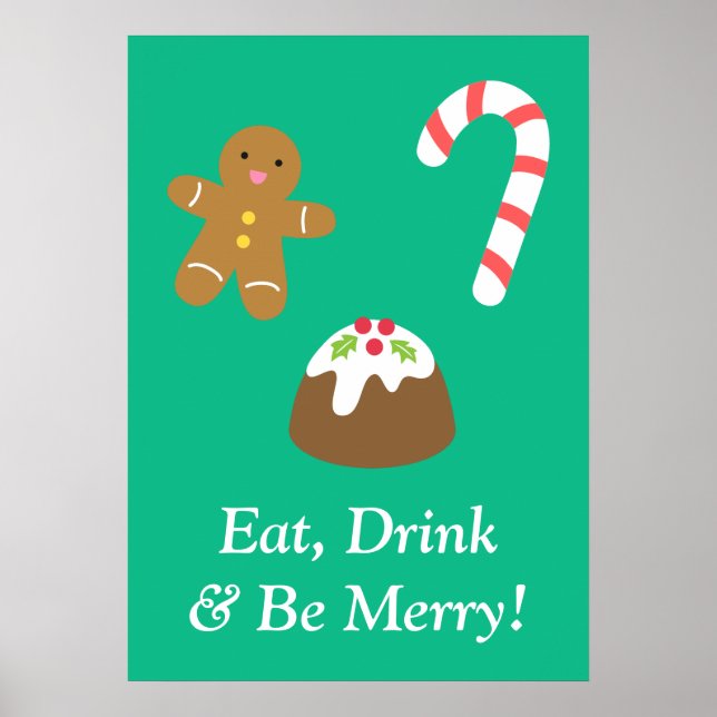 Affiche de friandises de Noël Manger, boire et êtr (Devant)