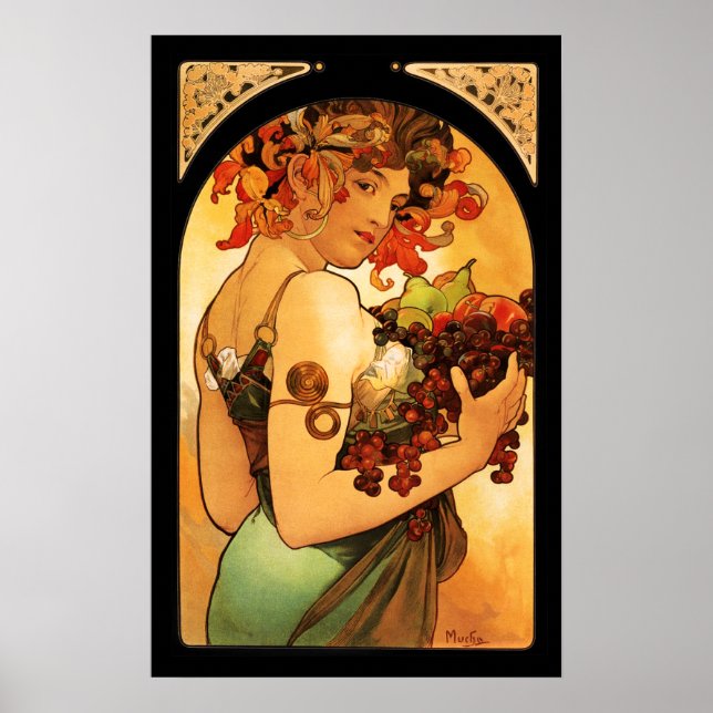 Affiche de fruits Alphonse Mucha (Devant)