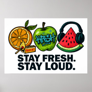 Affiche de fruits de pop-art frais et audacieux