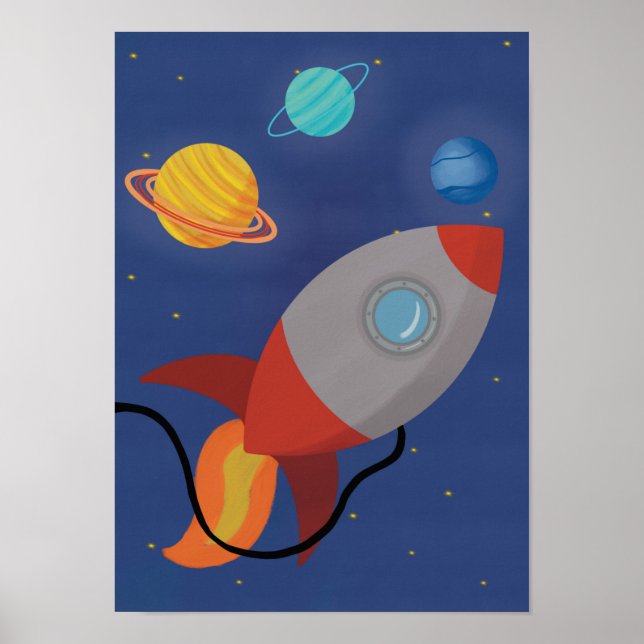 Affiche de fusée spatiale pour enfants (Devant)