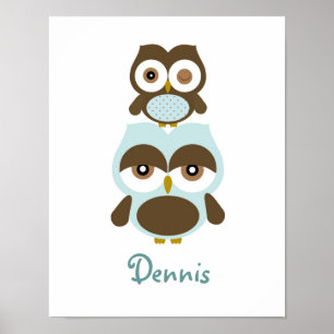 Affiche de garçons hiboux de nursery