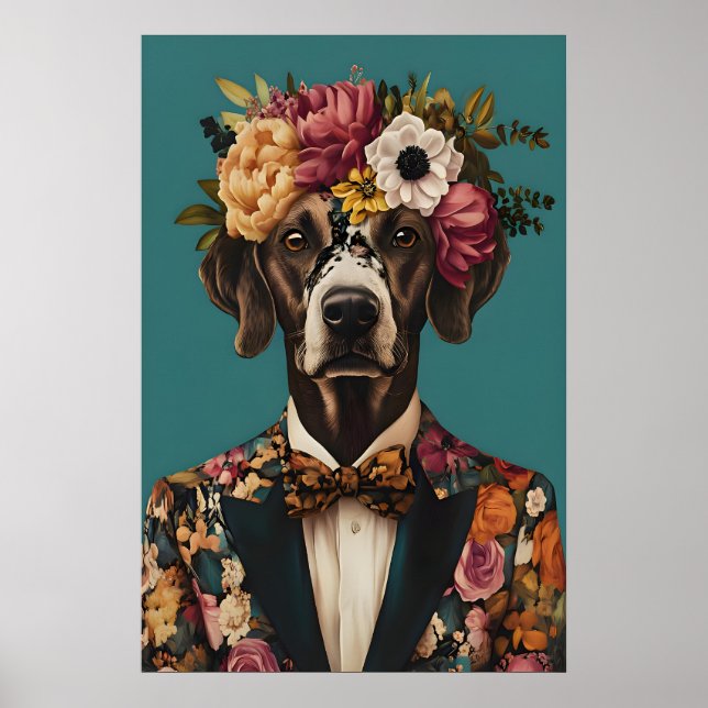 Affiche de German Shorthaired Pointer en costume,  (Devant)