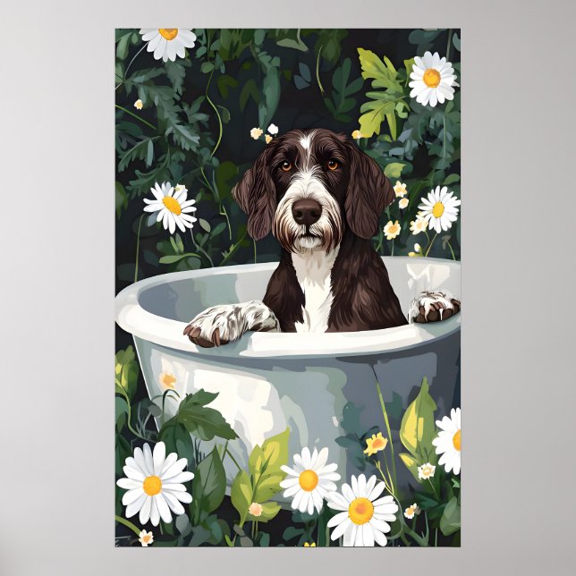 Affiche de German Wirehaired Pointer dans une baig (Devant)