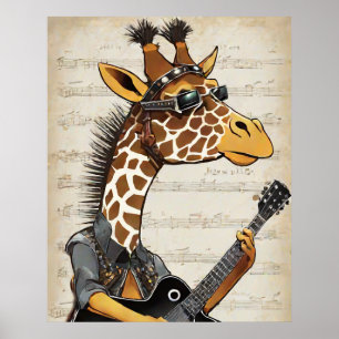 Affiche de girafe hipster - Art mural d'animal roc