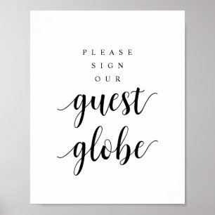 Affiche de globe de nos invités de mariage rustiqu