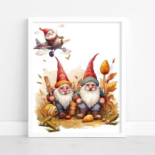Affiche de gnome mignon à la ferme