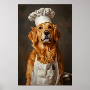 Affiche de Golden Retriever au chapeau de chef, im