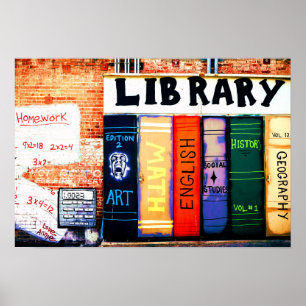 Affiche de graffiti de mur de bibliothèque