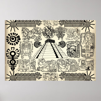 Affiche de grands symboles mayas