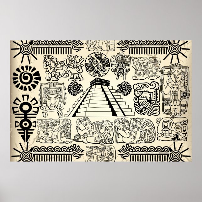 Affiche de grands symboles mayas (Devant)