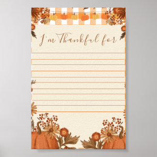 Affiche de gratitude Friendsgiving Je suis reconna