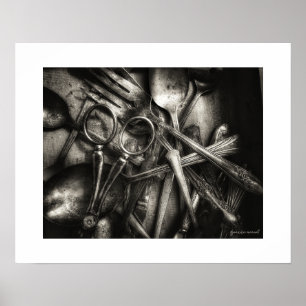 Affiche de gravure d'objets anciens Sepia Vintage