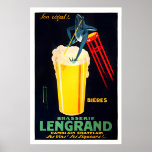 Affiche de grenouille de Brasserie Lengrand Art de