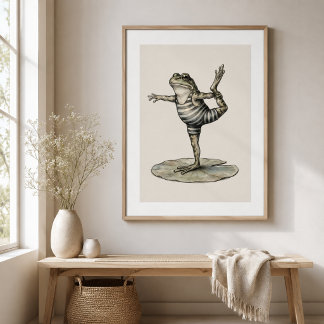 Affiche de grenouille de yoga fantaisiste sur nénu