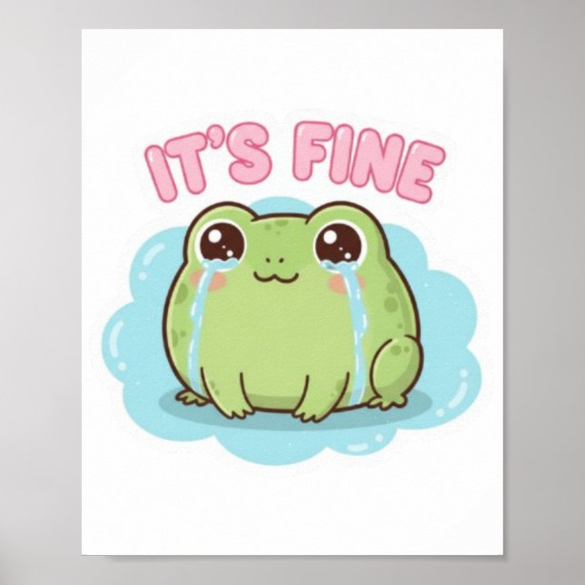 Affiche de grenouille fine Mignon grenouille qui p (Devant)