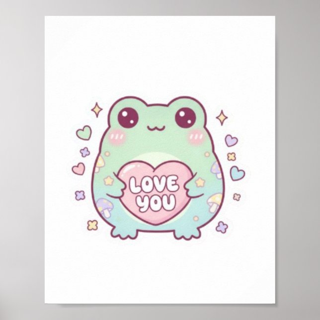 Affiche de grenouille Je t'aime Cœur de grenouille (Devant)