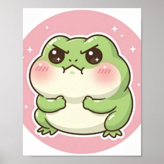 Affiche de grenouille mignonne rougissante Kawaii  (Devant)