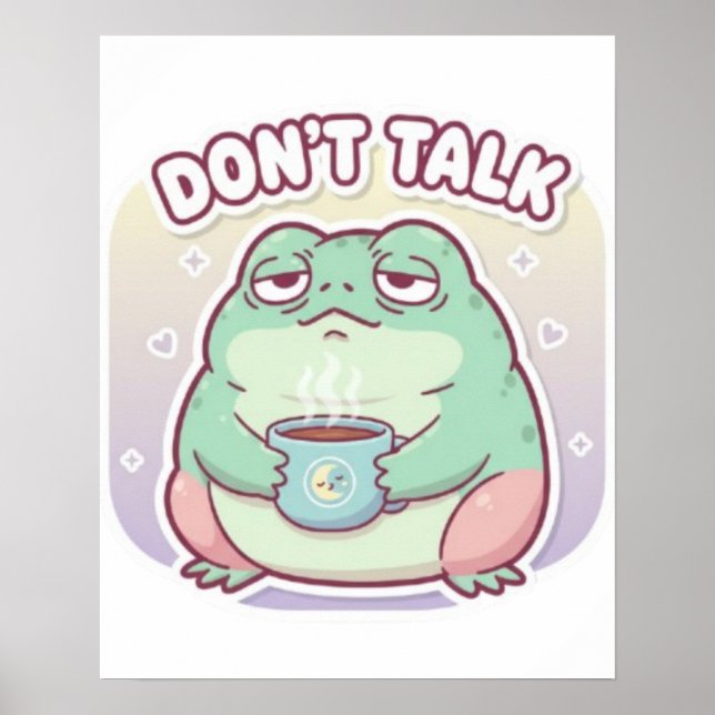 Affiche de grenouille « Ne Parle Pas » Jolie Greno (Devant)
