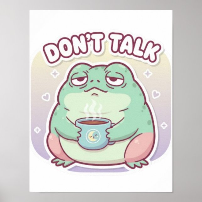 Affiche de grenouille « Ne Parle Pas » Mignon Gren (Devant)