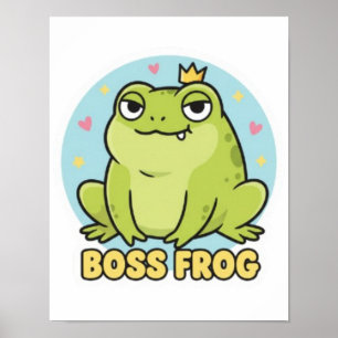 Affiche de grenouille patron mignonne confiante Mo