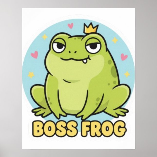 Affiche de grenouille patron mignonne et confiante (Devant)