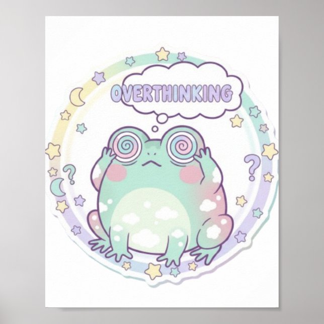 Affiche de grenouille qui trop pense Couleur esthé (Devant)