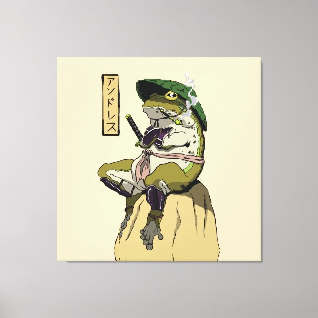 Affiche de grenouille samouraï sur toile imprimée  (Recto)