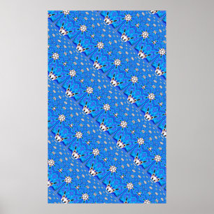 affiche de grille géométrique diadelle bleue