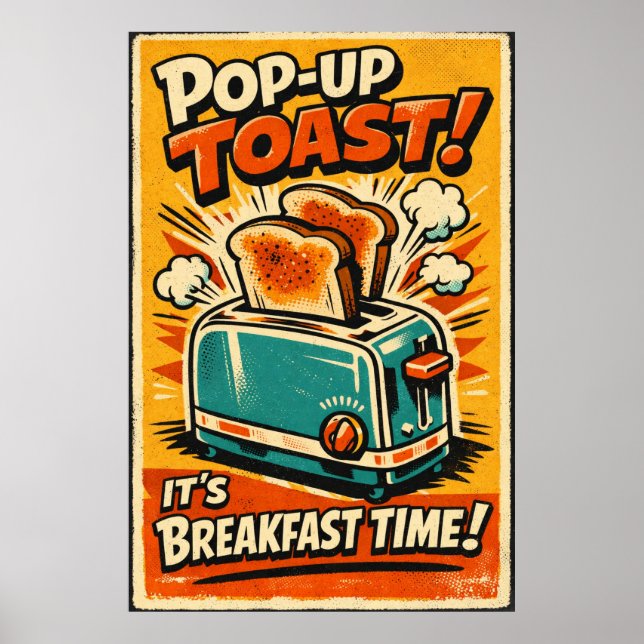 Affiche de grille-pain rétro – Toast pop-up sur le (Devant)