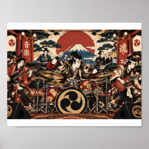 Affiche de groupe de rock samouraï Musique japon