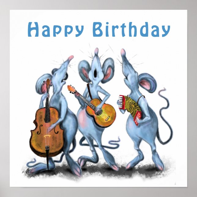 Affiche de groupe de souris musicales Joyeux Anniv (Devant)