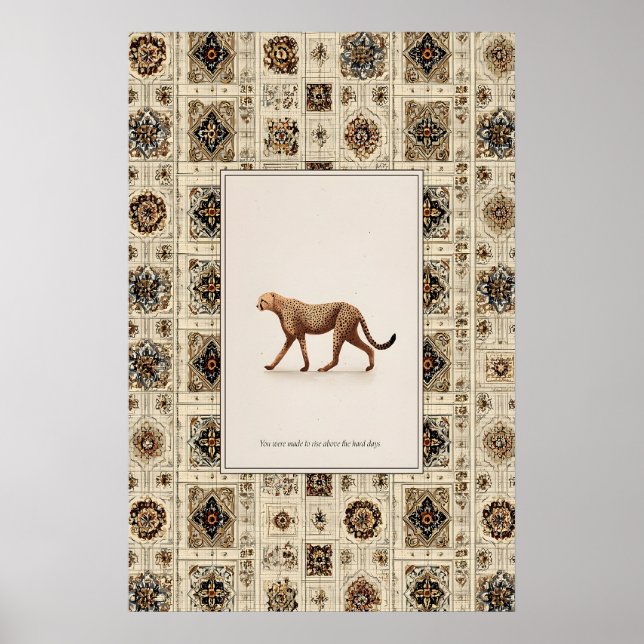 Affiche de guépard imprimée  Art mural de faune ne (Devant)