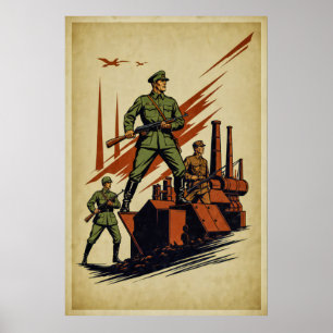 Affiche de guerre vintage - Illustration de la mar